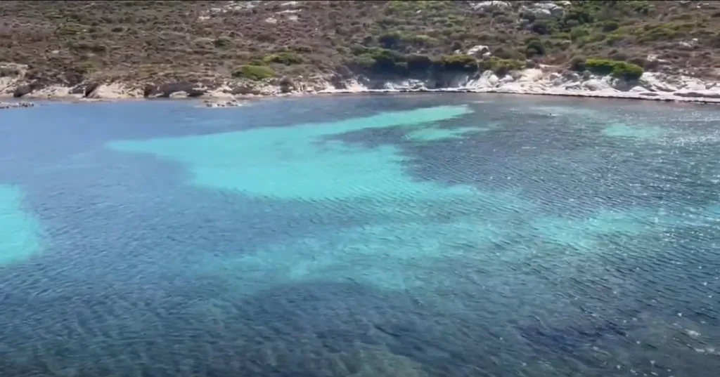 Eau turquoise et transparente de la plage de l'Alga près de Calvi